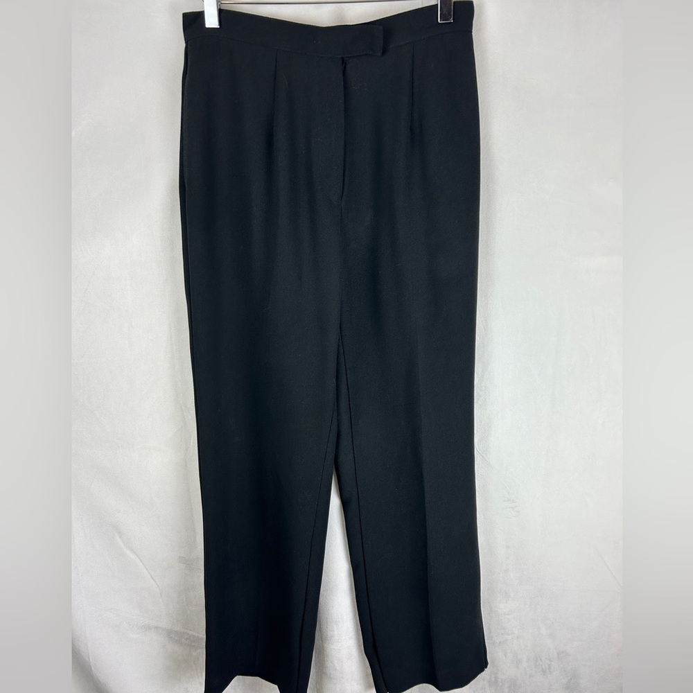 VINTAGE 90s Laura Petite's Black Wide Leg High Rise Trouser‎ Pant Size 6/8